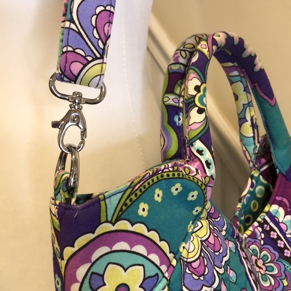 VERA BRADLEY Purple Turquoise Quilted Paisley Shoulder Bag Crossbody Adj. Strap - Picture 13 of 16